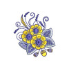 Stylized Zinnia Flower Cluster Embroidery Design