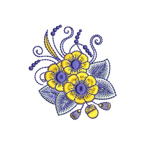 Stylized Zinnia Flower Cluster Embroidery Design