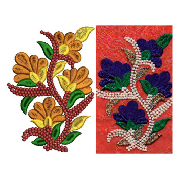 Traditional Computer Embroidery Design For Corner Patch Work