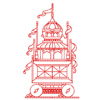 Traditional Temple Chariot Machine Embroidery Design