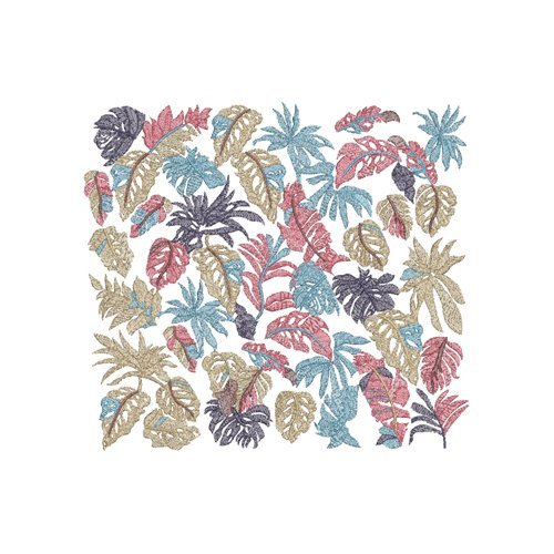 Tropical Textured Leaves All-Over Fill Embroidery Design