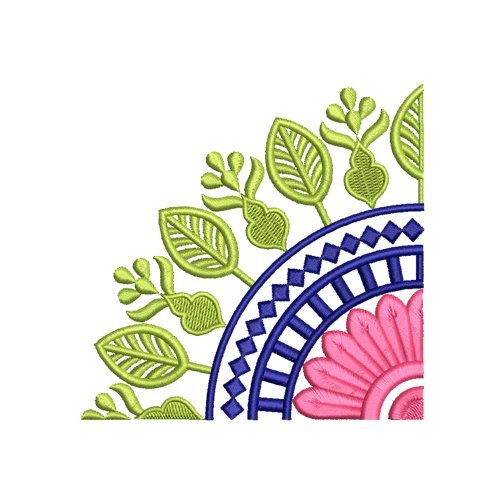 Vibrant Geometric Folk Corner Embroidery Design