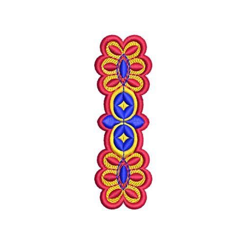 Vibrant Geometric Knotwork Vertical Border Embroidery Design