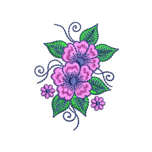 Vibrant Henna-Style Floral Cluster Embroidery Design