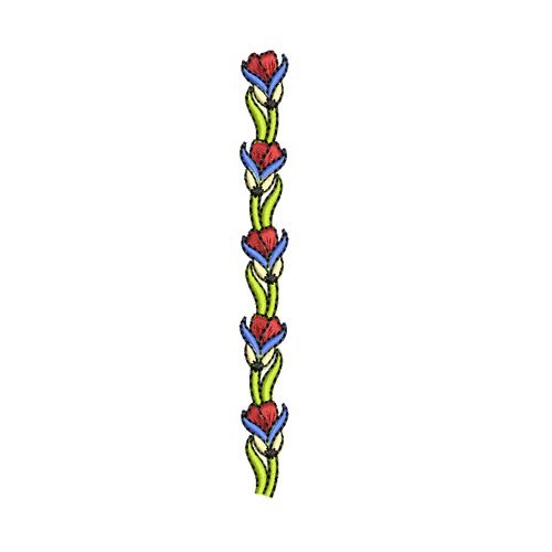 Vibrant Stylized Tulip Vertical Border Embroidery Design