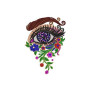 Vibrant Surrealist Floral Eye Embroidery Design