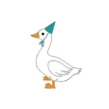Whimsical Party Goose with Hat Embroidery Design