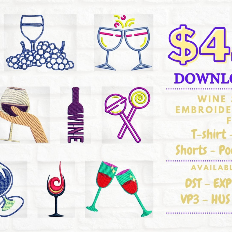 Wine Embroidery Designs 26421