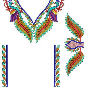 Peacock Blouse Embroidery Design 22429