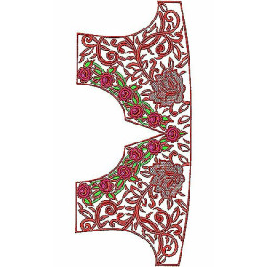 Red Floral Rose Embroidery Blouse Design