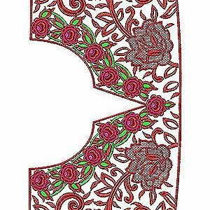 Red Floral Rose Embroidery Blouse Design