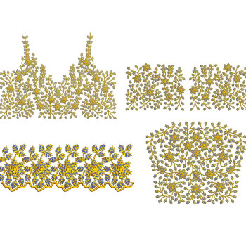 Elegant Floral Yoke Set Embroidery Design