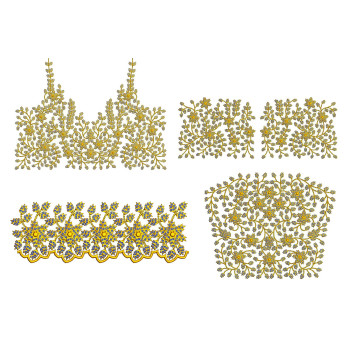 Elegant Floral Yoke Set Embroidery Design