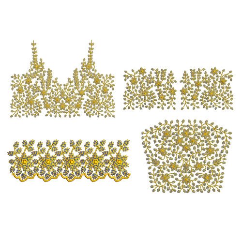 Elegant Floral Yoke Set Embroidery Design