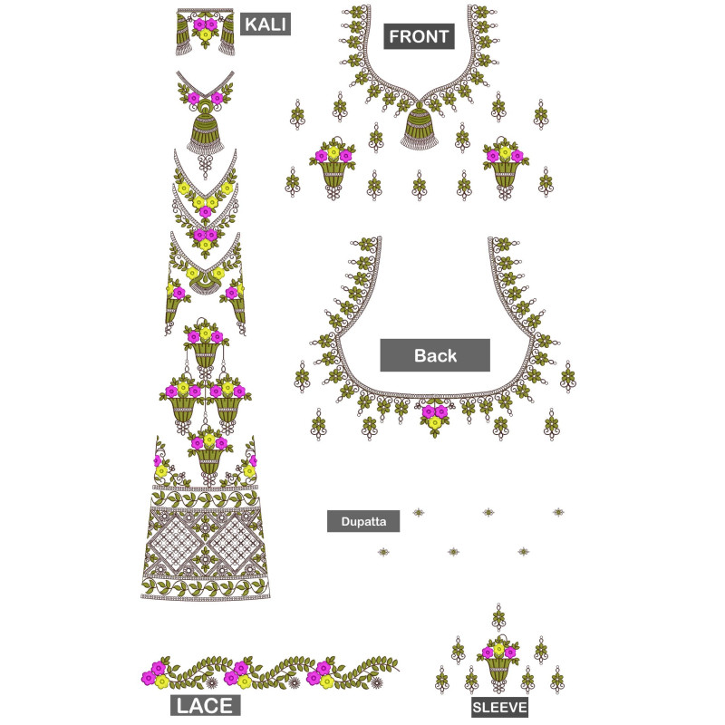 Lehanga And Choli Embroidery Design 24659