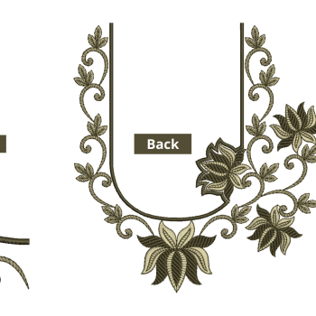 Continuous Line Lotus Flowers Blouse Embroidery Design 26346