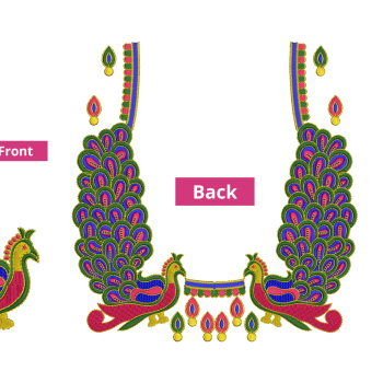 Elegant peacock Sequins Work Embroidery Design 26339