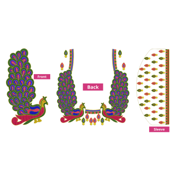 Elegant peacock Sequins Work Embroidery Design 26339