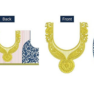 Regal Neck Zari Style Blouse Set Embroidery Design