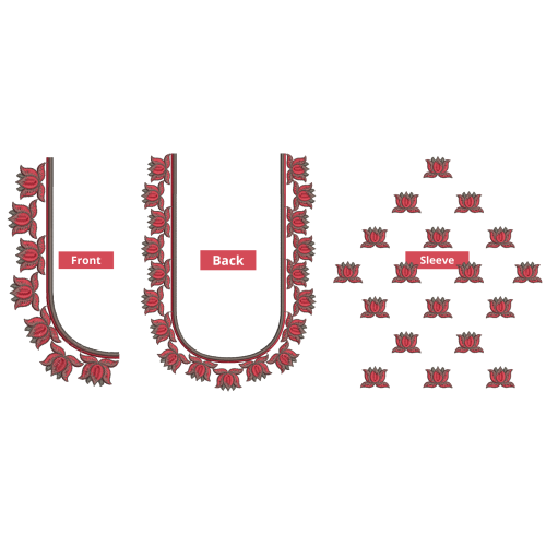 Lotus Flower Blouse Embroidery Design 26345