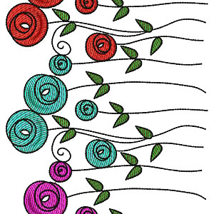 Designer Saree Flower Border Embroidery Design