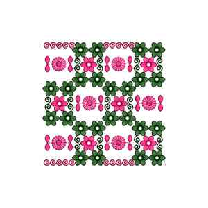 Zinnia Border Embroidery Design 20249