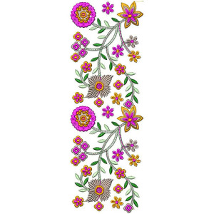 Leaf Branch With Flower Embroidery Design 21042