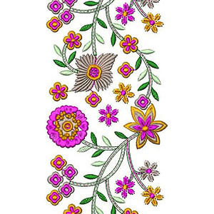 Leaf Branch With Flower Embroidery Design 21042