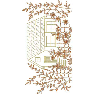 Natural View Border Embroidery Design 21374