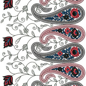 Fine Heavy Paisley Border Embroidery Design 21540