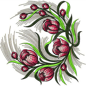 Traditional Floral Folk Art Border Embroidery Design 21604