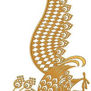 Luxury Gold Paisley Bird Embroidery Design