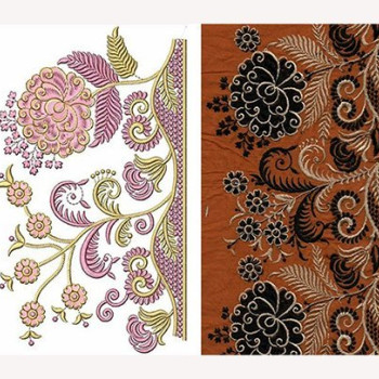 Fantasy Flowers Natural Big Border Embroidery Design 22667