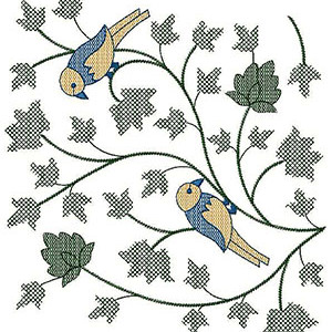 Garden Bird Big Border Embroidery Design 23083