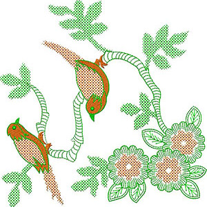 Sparrow Bird Big Border Embroidery Design 23106