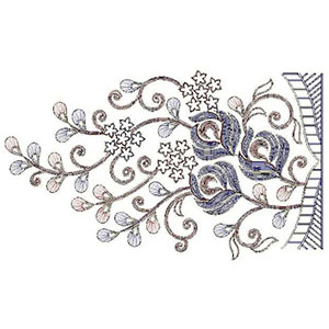 Peacock Feather Border Embroidery Design 23247