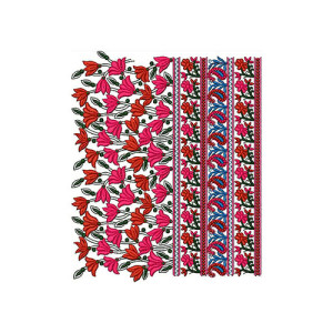 Bunch Of Flower And Leaf Big Border Embroidery Design 23686