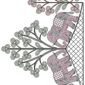 Elephant Floral Corner Embroidery Design