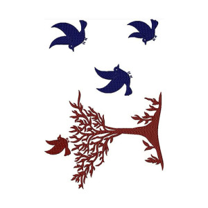 Birds With Tree Big Border Embroidery Design 23764