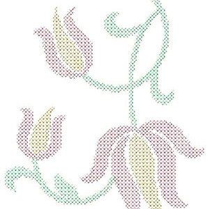 Lotus Cross Stitch Big Border Design 24092