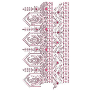 Fancy Paisley Big Border Design In Embroidery 24307