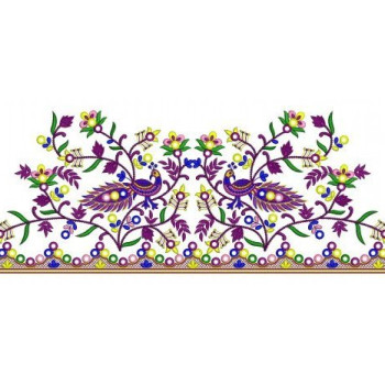 Beautiful Peacock Big Border Embroidery Design 25890