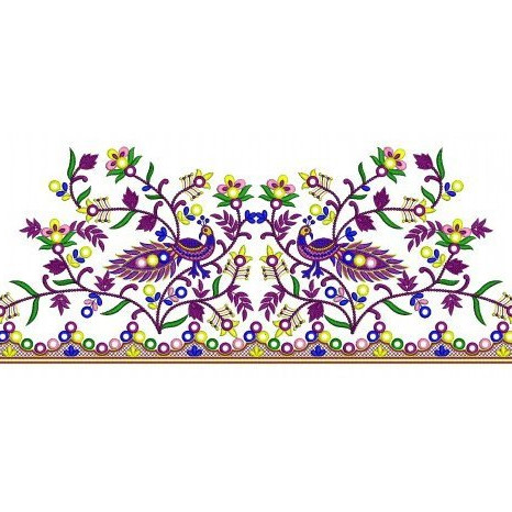 Beautiful Peacock Big Border Embroidery Design 25890