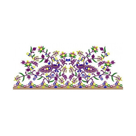 Beautiful Peacock Big Border Embroidery Design 25890