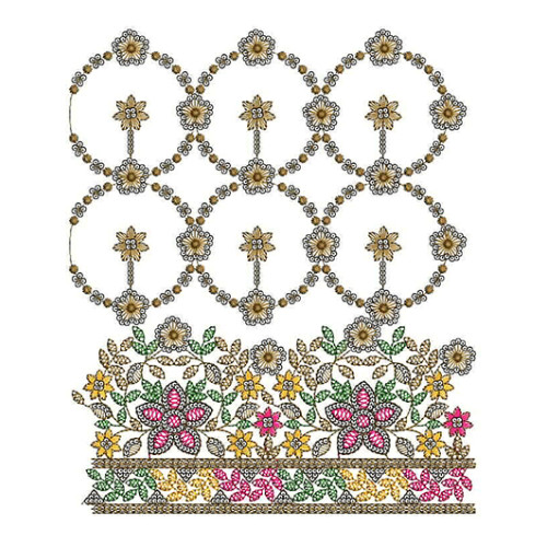 Boho Style Sequins Embroidery Border Design