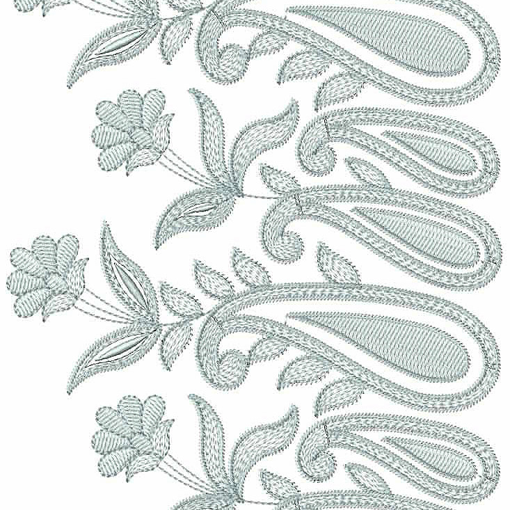 Counter Stitch Paisley Embroidery Border Design 24980