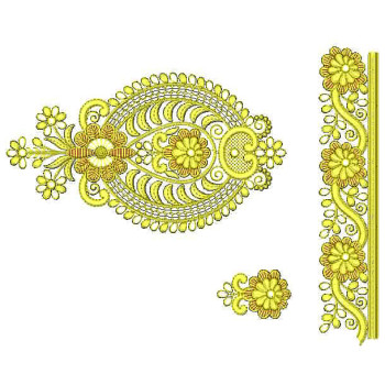 Cyclamen Flower With Butta Border Design 24708