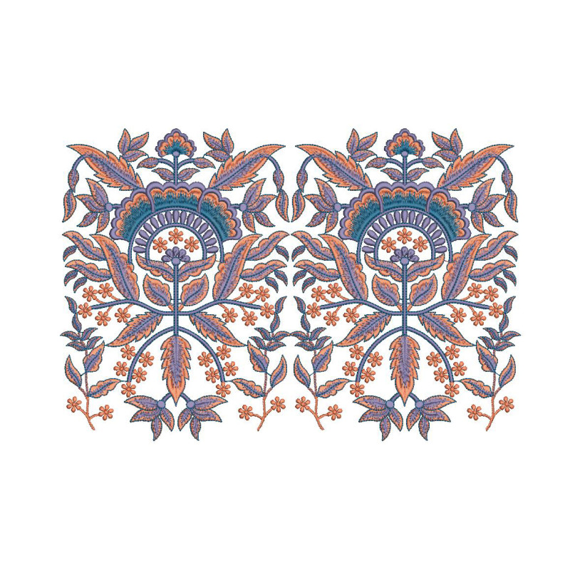 Elegant Traditional Leaves Floral Embroidery Design (3 Colors, 27.3cm x 40.3cm)