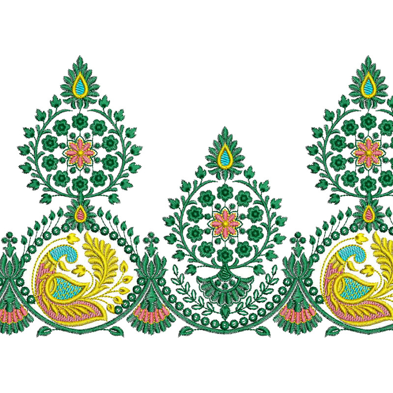 Embroidery Border With Asian Elements