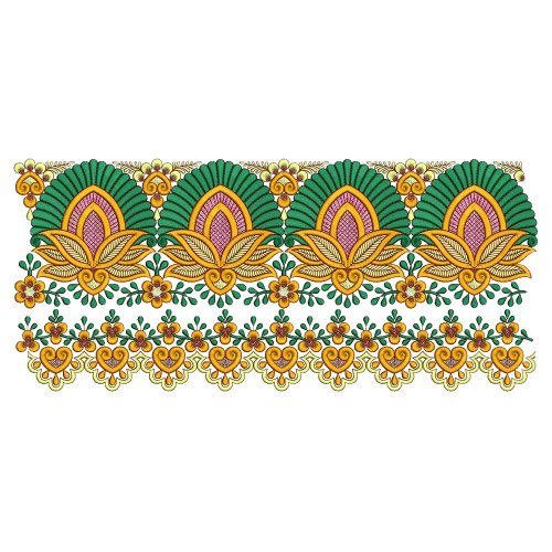 Embroidery Border With Traditional Malaysian Motifs